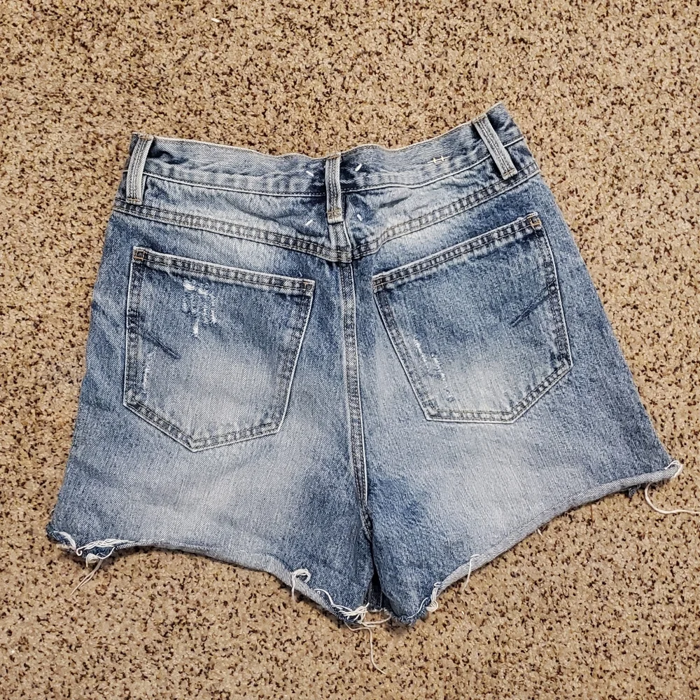 Habitual High-Waisted Button Fly Distressed Jean Shorts